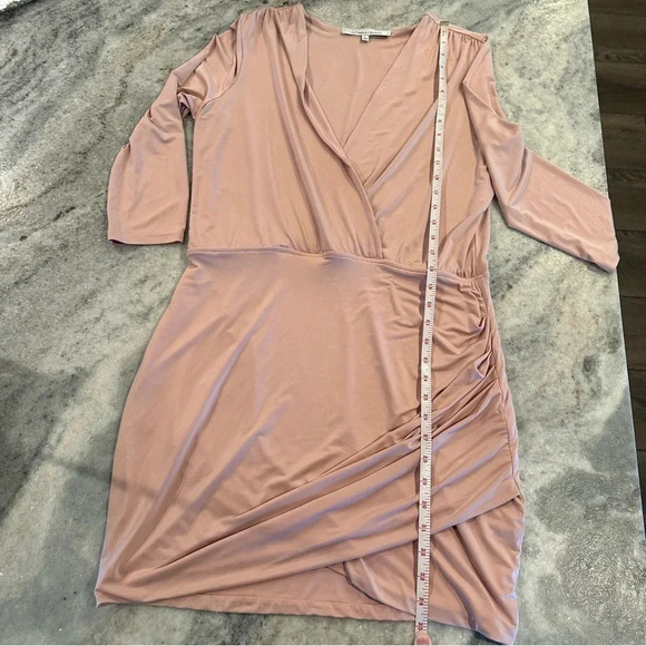 Lovers + Friends Body Con Light Pink Deep V Neck Long Sleeve Mini Dress Size L - Picture 9 of 12